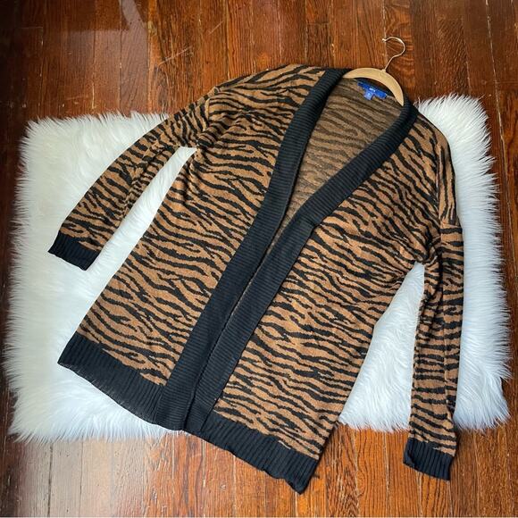 Black & brown Open Cardigan Sweater - Picture 3 of 5